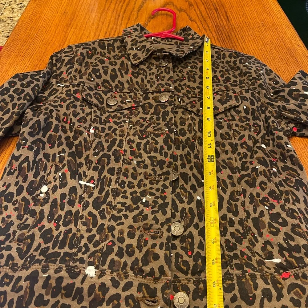 Leopard Denim Hand-painted Sequined ROLLING STONES Jacket Siz Small - Picture 5 of 5